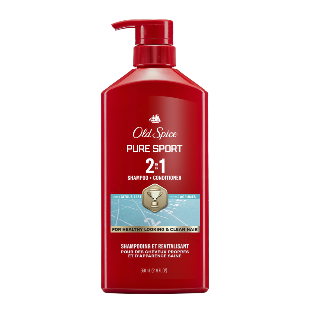 Old Spice Pure Sport 2-in-1 Shampoo And Conditioner For Men Healthier Fuller More Moisturized Looking Hair - 21.9oz/4pk