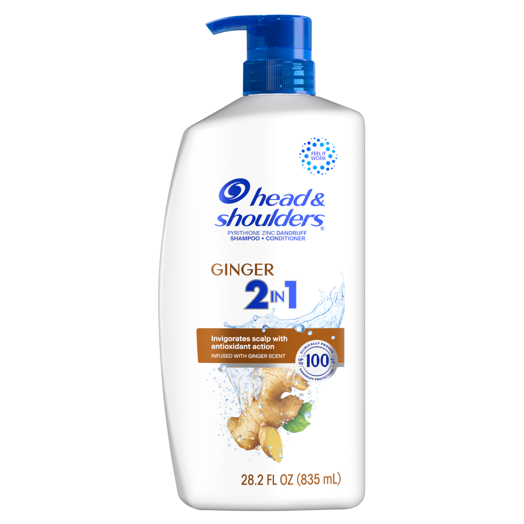 Head And Shoulders 2-in-1 Dandruff Shampoo And Conditioner Anti-Dandruff Treatment Ginger For Daily Use Paraben Free - 28.2oz/4pk