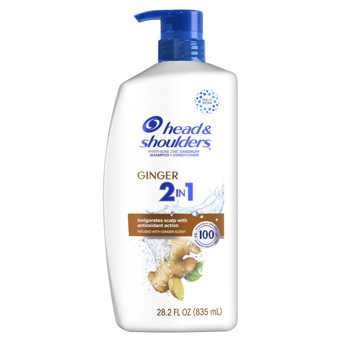 Head And Shoulders 2-in-1 Dandruff Shampoo And Conditioner Anti-Dandruff Treatment Ginger For Daily Use Paraben Free - 28.2oz/4pk