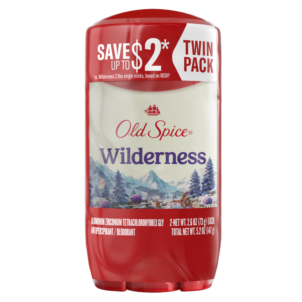 Old Spice Men's Antiperspirant And Deodorant Wilderness With Lavender 24/7 Sweat Protection Twin Pack - (2x2.6)oz/6pk