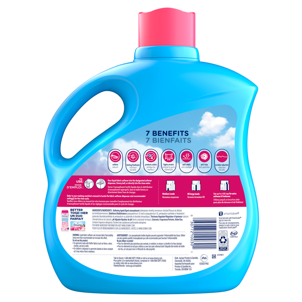 Downy Soft 2-in-1 Soft And Fresh Liquid Fabric Softener April Fresh 150 Loads Fabric Conditioner Liquid Provides Softness And Freshness For Fabrics - 111oz/4pk