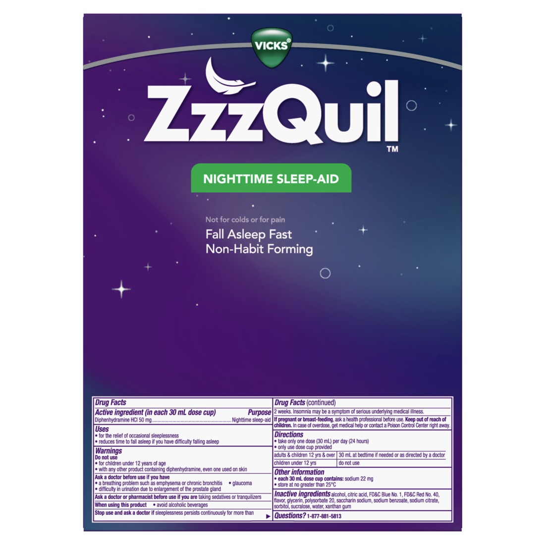 Zzzquil Liquid Sleep Aid Diphenhydramine 50Mg Hcl Calming Vanilla Cherry Flavored Nighttime Sleep Aid Liquid Sleep Aids For Adults 2 Pack - (2x12)oz/3pk