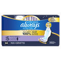 Always Ultra Thin Feminine Pads With Wings For Women Size 5 Extra Heavy Overnight Absorbency Unscented - 24ct/3pk