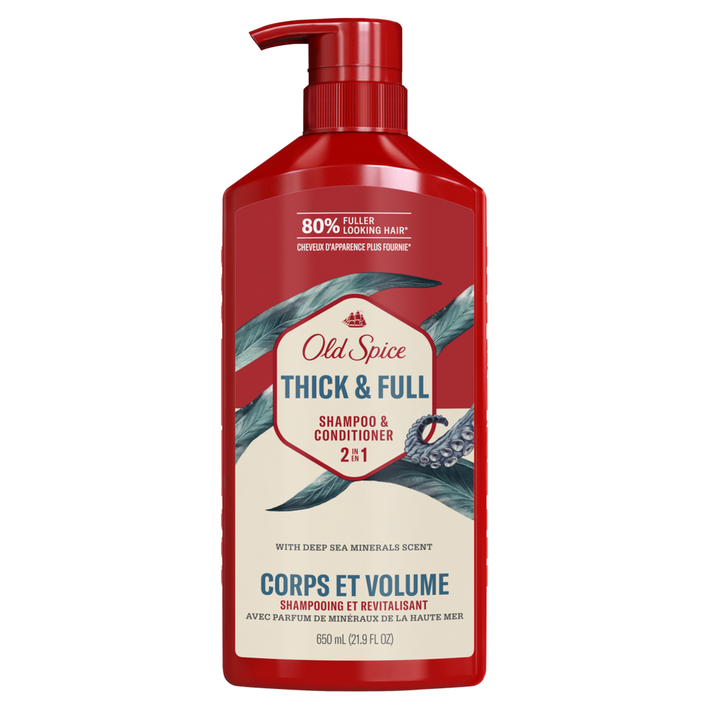 Old Spice Thick And Full 2-in-1 Shampoo And Conditioner For Men Healthier Fuller More Moisturized Looking Hair - 21.9oz/4pk