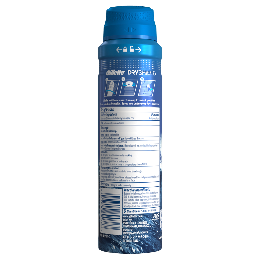 Gillette Dry Spray Antiperspirant And Deodorant For Men Cool Wave - 4.3oz/12pk