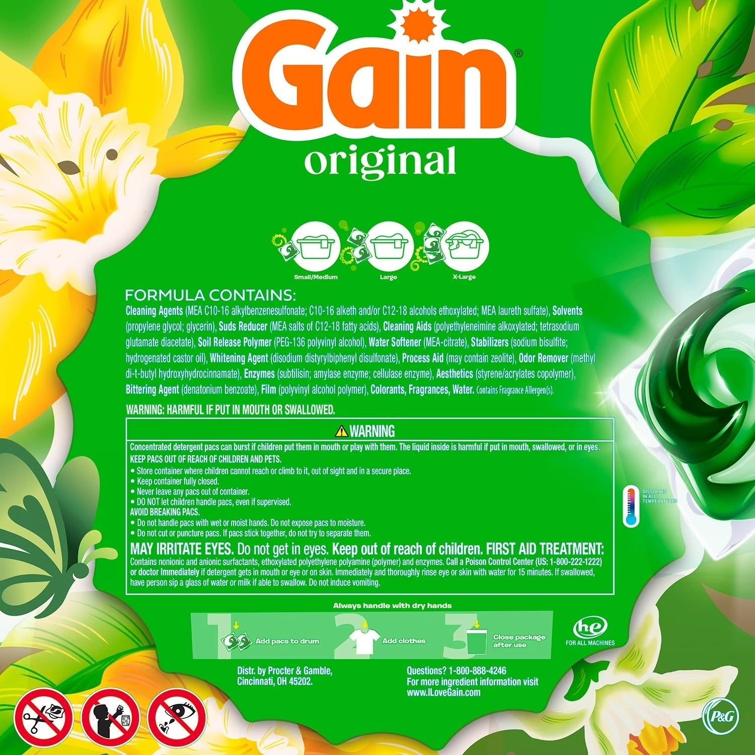 Gain Flings! 3 in 1 Laundry Detergent Pacs Original Scents - 152ct/1pk