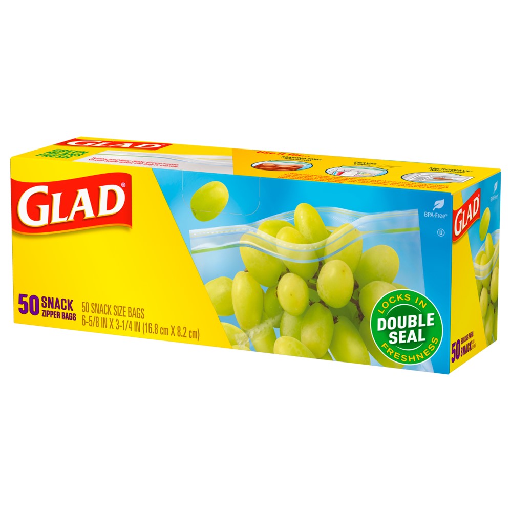 Glad Food Storage Zipper Snack - 50ct/12pk