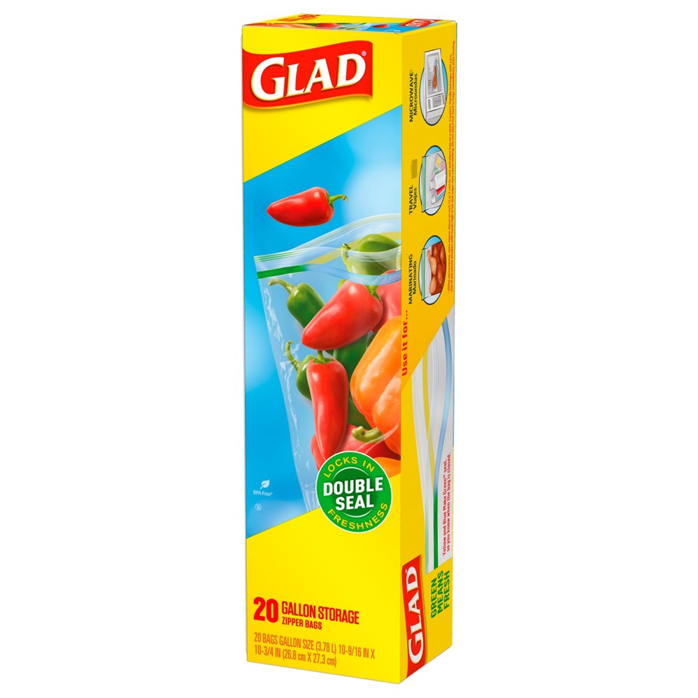 Glad Food Storage Zipper Gallon - 20ct/12pk