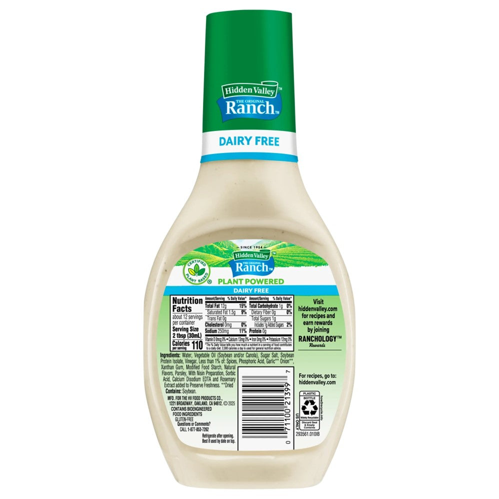 Bottled Hidden Valley Plant Powered Classic Ranch Dressing & Dipping Sauce - 12oz/6pk