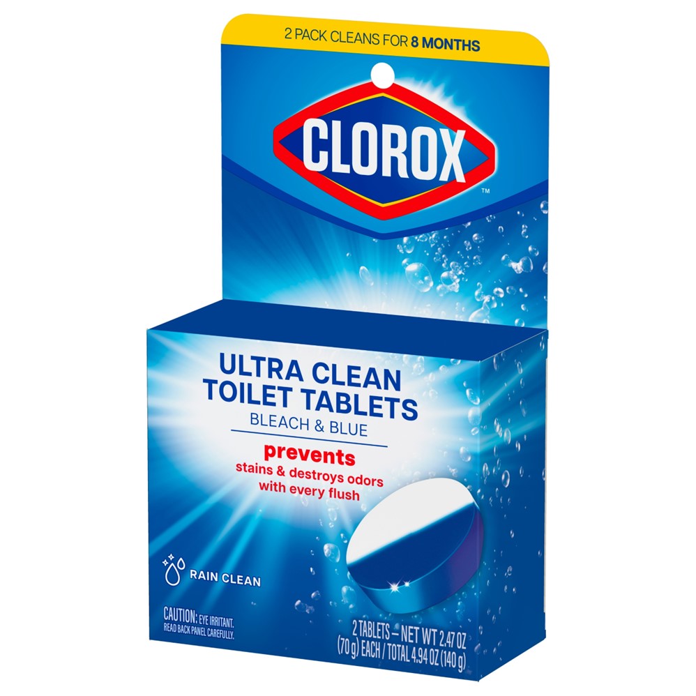 Clorox Toilet Bowl Cleaner Automatic Bleach & Blue Front To Back - (2x2.47)oz/6pk