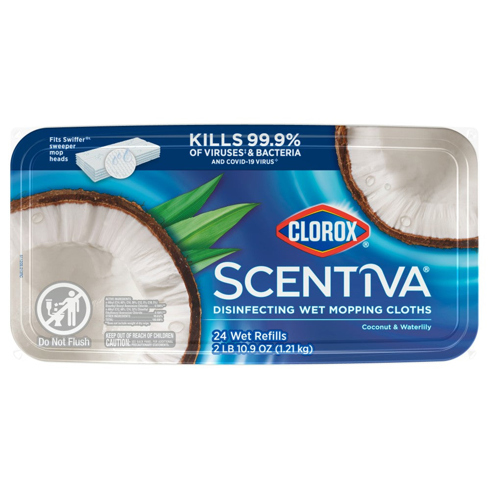 Clorox Scentiva Disinfecting Wet Mopping Cloths Coconut & Waterlily - 24ct/6pk
