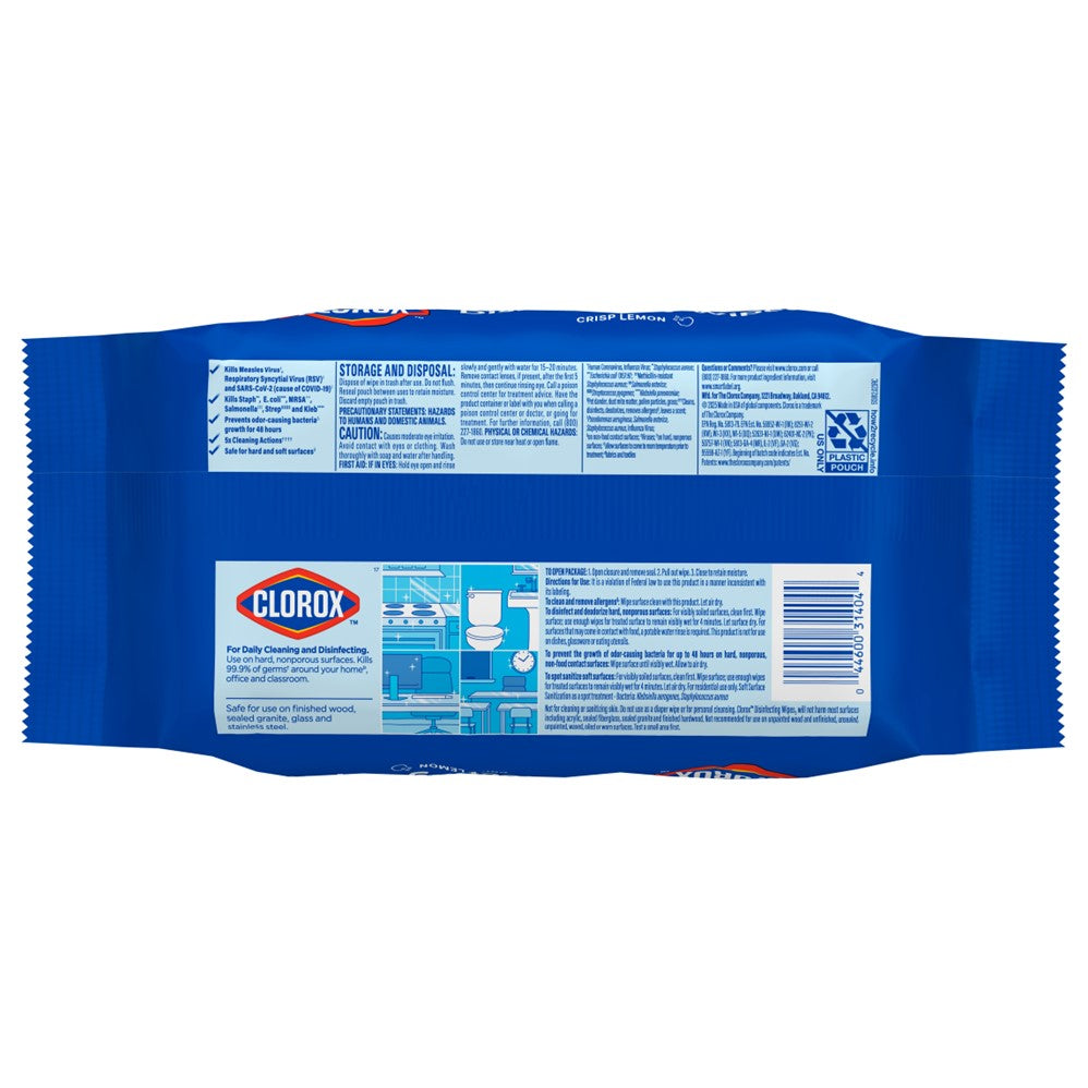 Clorox Disinfecting Wipes Flex Pack Crisp Lemon - 75ct/6pk