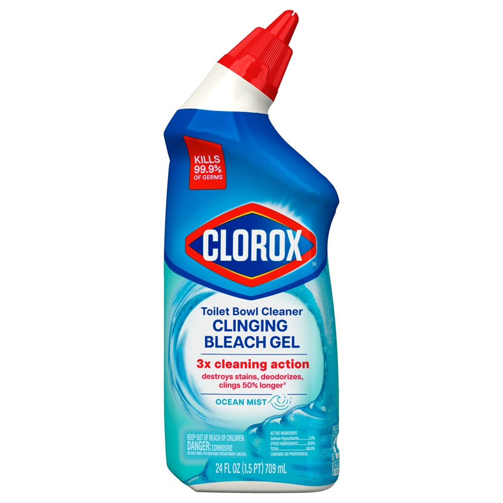Clorox Toilet Bowl Cleaner Manual Clinging Bleach Gel - 24oz/12pk