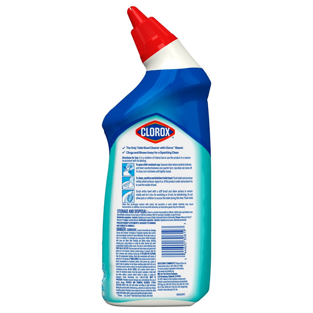 Clorox Toilet Bowl Cleaner Manual Clinging Bleach Gel - 24oz/12pk