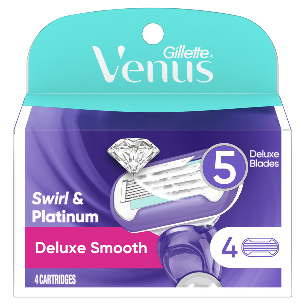 Gillette Venus Deluxe Smooth Swirl & Platinum Womens Razor Blade Refills - 4ct/48pk