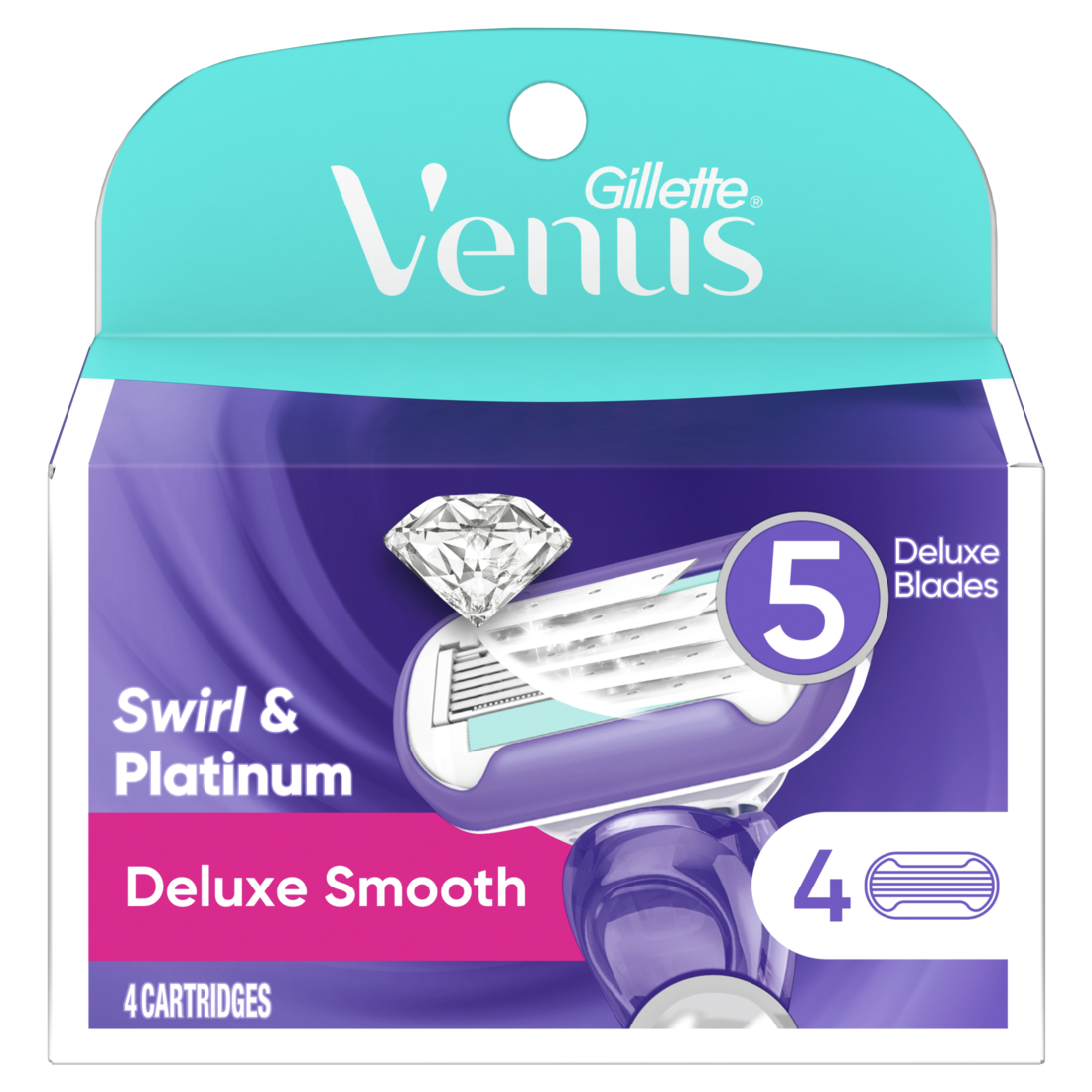 Gillette Venus Deluxe Smooth Swirl & Platinum Womens Razor Blade Refills - 4ct/48pk