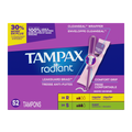 Tampax Radiant Tampons Multipack With Leakguard Braid Regular/Super Absorbency Unscented - 52ct/3pk