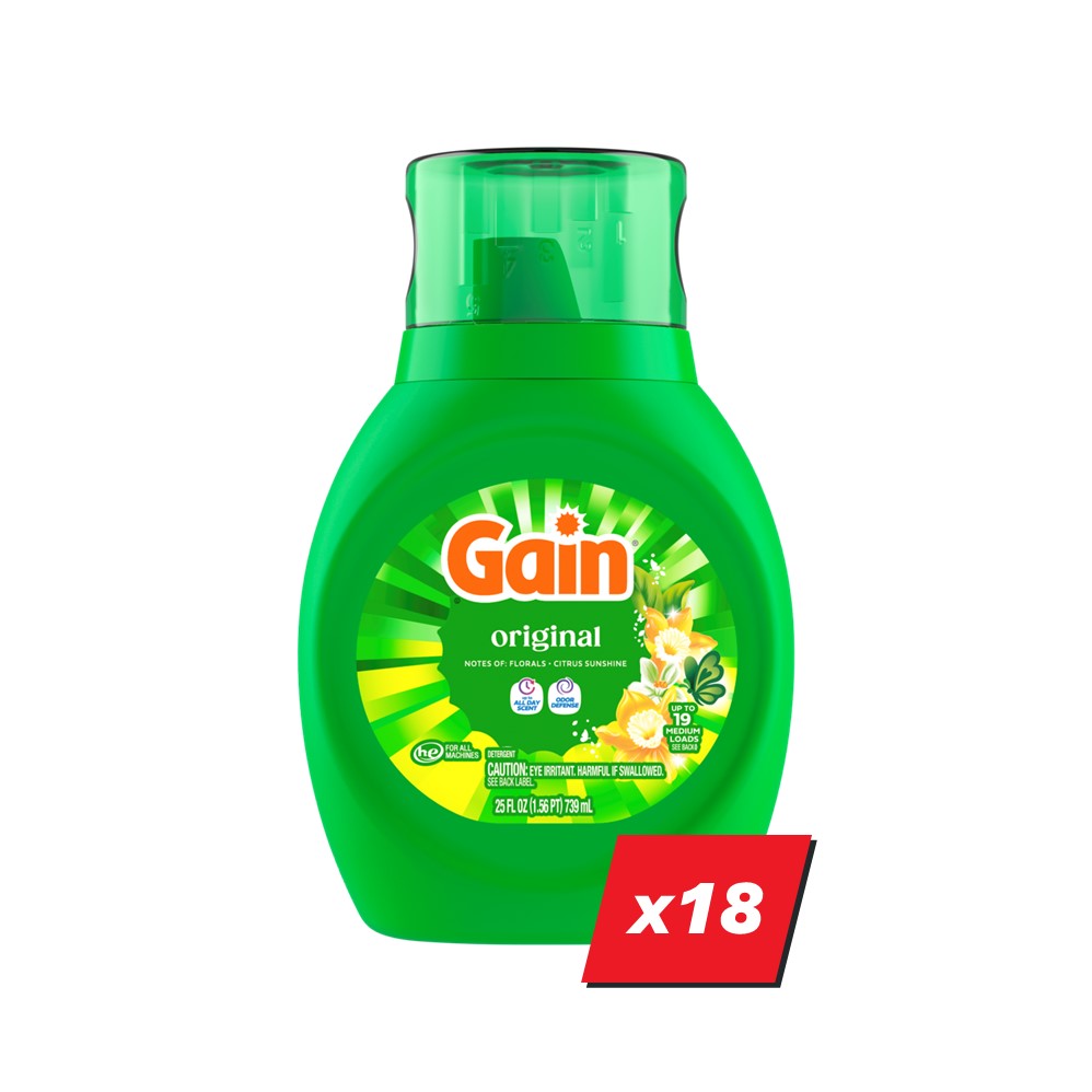 Gain Liquid Laundry Detergent Display (18x25oz Original) - 25oz/18pk