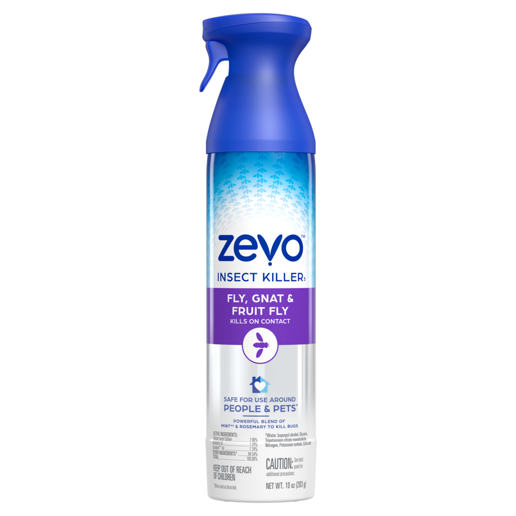 Zevo Flying Insect Killer Spray: Bug Spray for Home Use â€“ Kill Fruit Flies Gnats House Flies Drain Flies Mosquitoes and Moths - With Rosemary & Cornmint Oil - Indoor & Outdoor Use - Aerosol - 10oz/6p