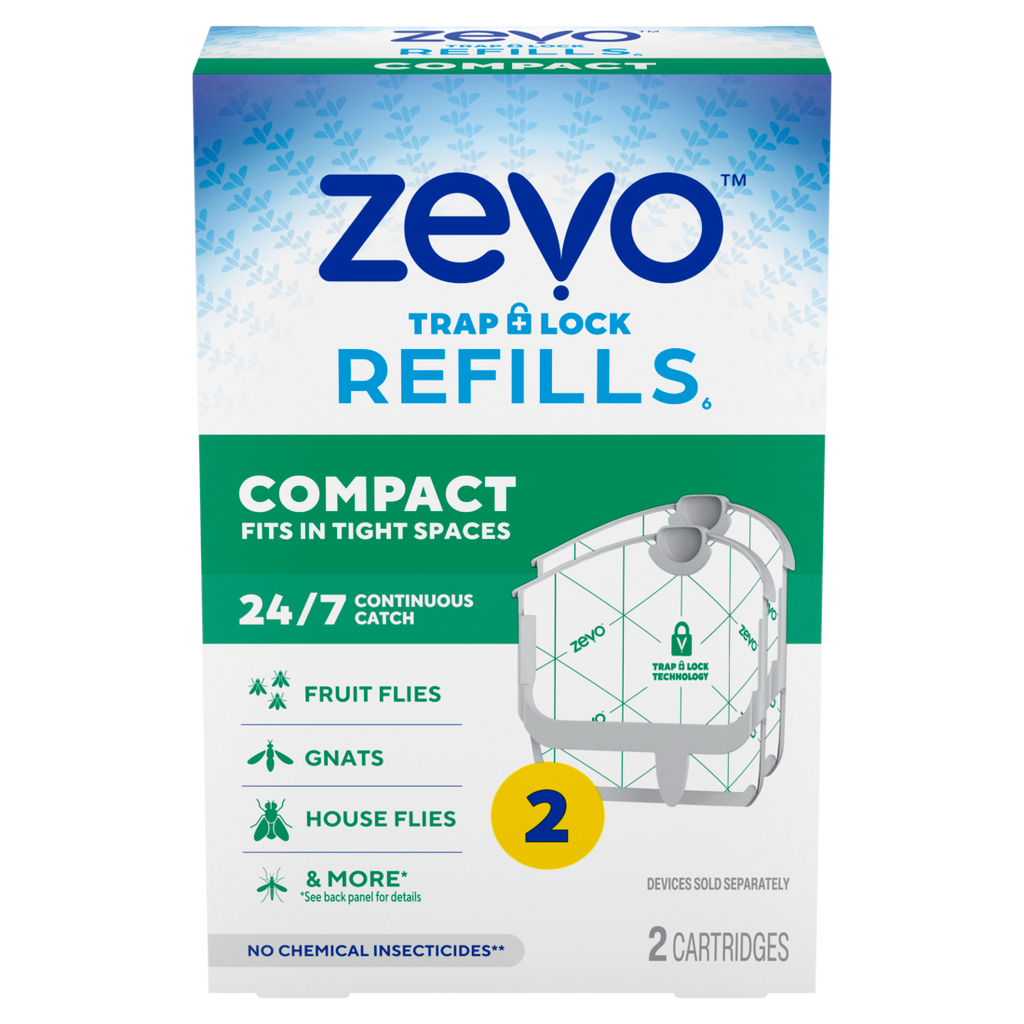 Zevo Compact Flying Insect Trap Refill: Indoor Light Trap Refill Cartridges Capture House Flies Fruit Flies and Gnats - Refill Cartridges - 2ct/8pk