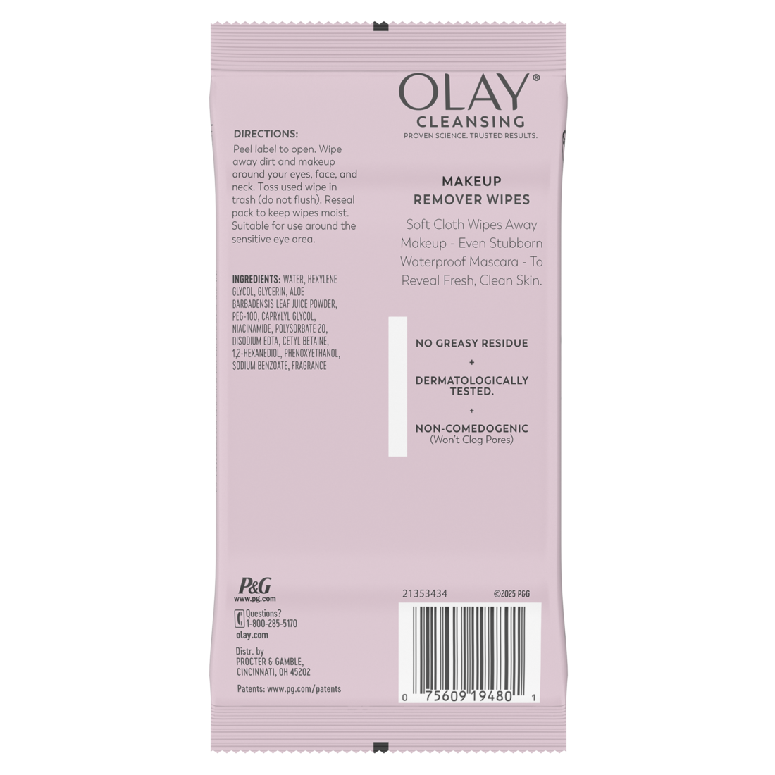 Olay Cleanse Makeup Remover Wipes Rose Water - 25ct/12pk