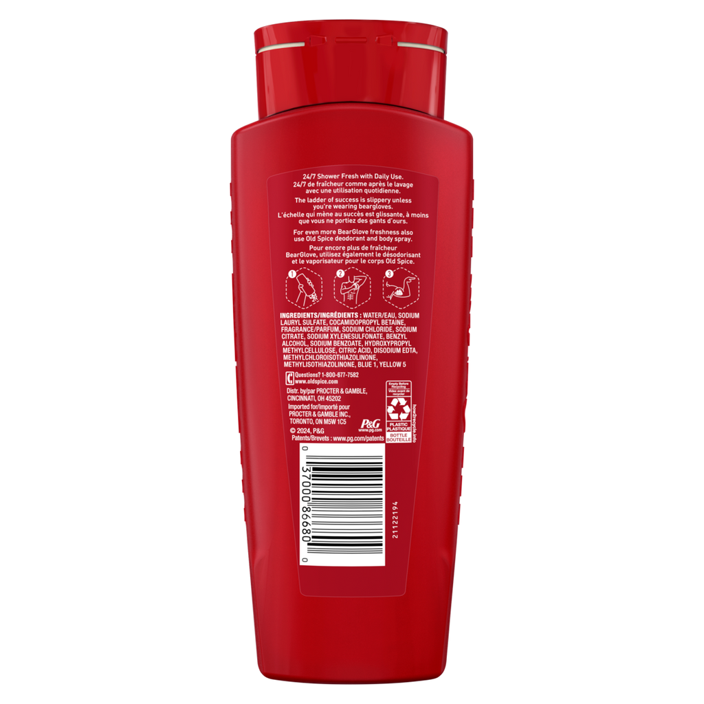 Old Spice Cleansing Body Wash for Men 24/7 Shower Clean with Lasting Scent 2-in-1 Face and Body Wash Rich Lather Bearglove Crisp Orchard Scent - 16oz/4pk