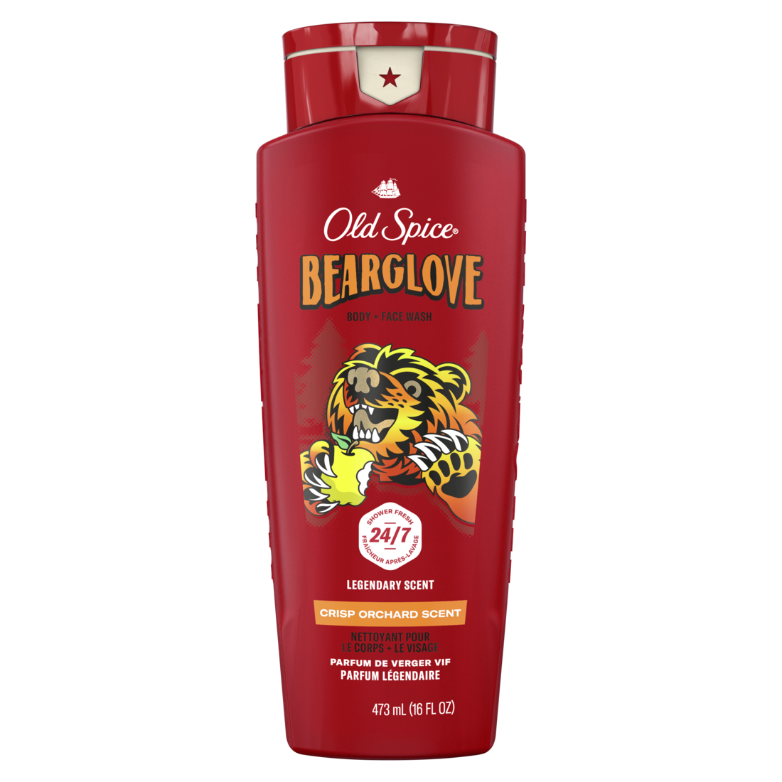 Old Spice Cleansing Body Wash for Men 24/7 Shower Clean with Lasting Scent 2-in-1 Face and Body Wash Rich Lather Bearglove Crisp Orchard Scent - 16oz/4pk