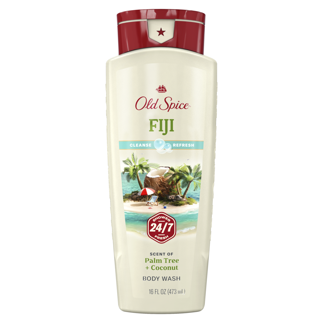 Old Spice Men's Body Wash Fiji with Palm Tree 24/7 Shower Fresh - 16oz/4pk