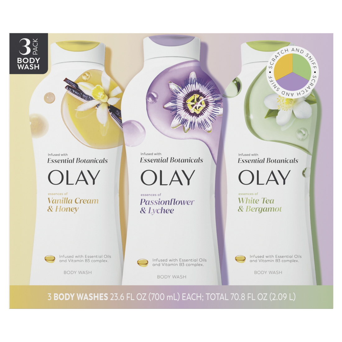 Olay Infused with Essential Botanicals Body Wash 3-Pack - (3x23.6)oz/240pk
