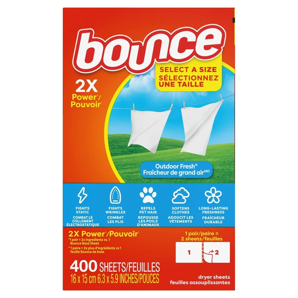 Bounce Select A Size Dryer Sheets 6.3" x 5.9"- 400ct/9pk