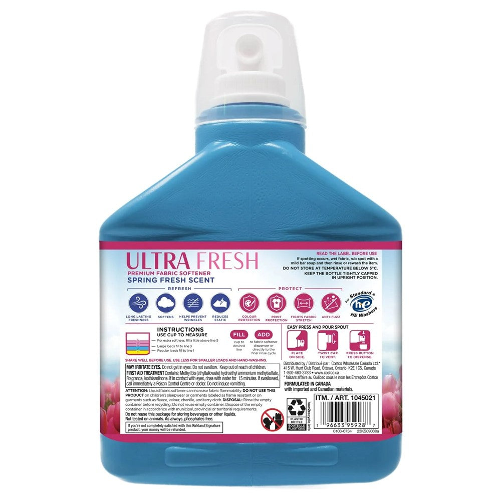 Kirkland Signature Ultrafresh Premium Fabric Softener 276 Loads 5.5 L - 186oz/2pk