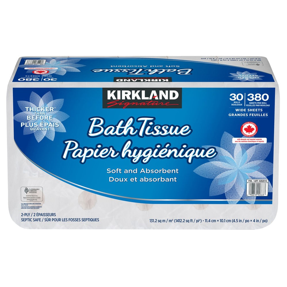 Kirkland Signature Bath Tissue 2-Ply/380-Sheets/6-Rollsx5 - 30ct/1pk