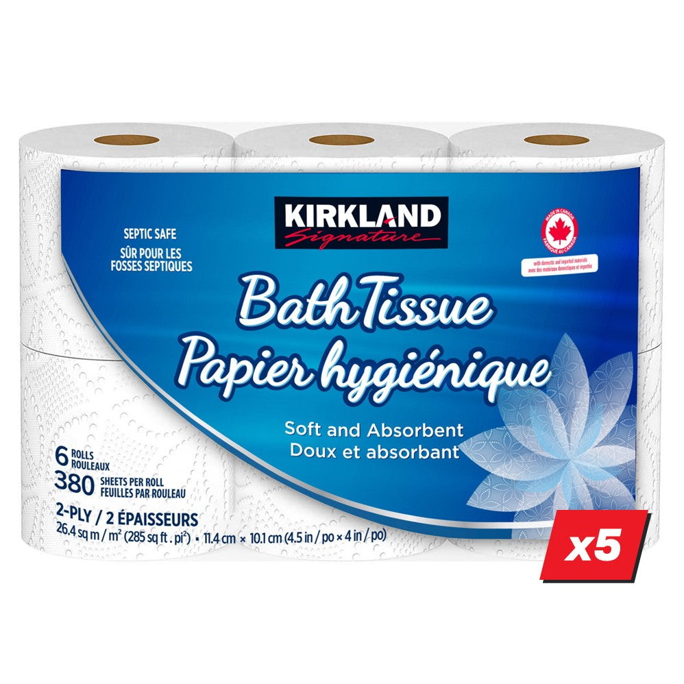 Kirkland Signature Bath Tissue 2-Ply/380-Sheets/6-Rollsx5 - 30ct/1pk