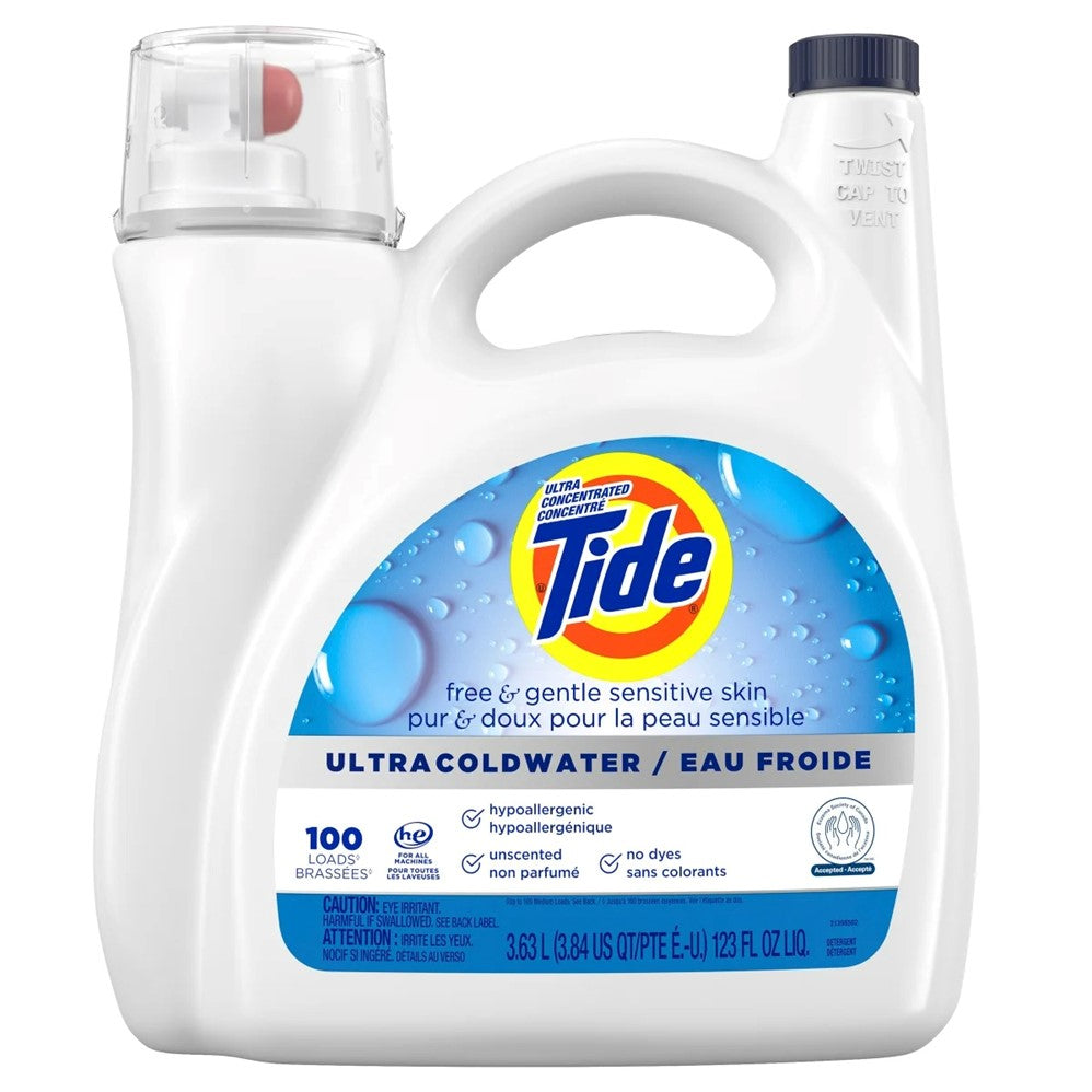 Tide Liquid Free and Gentle Coldwater 100 Loads - 123oz/4pk