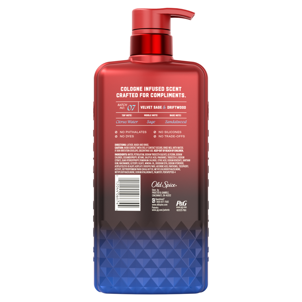 Old Spice Body Wash for Men The Spice Alchemist Collection Cologne Infused Signature Scent Velvet Sage and Driftwood Scent No Trade Offs Crafted for Compliments - 20oz/4pk