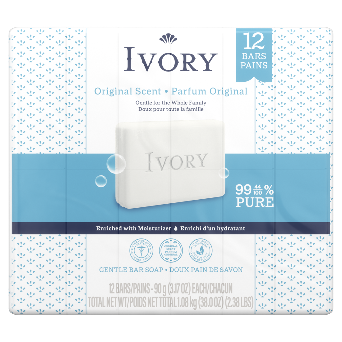 Ivory Gentle Bar Soap Original Scent 3.17oz - 12ct/4pk