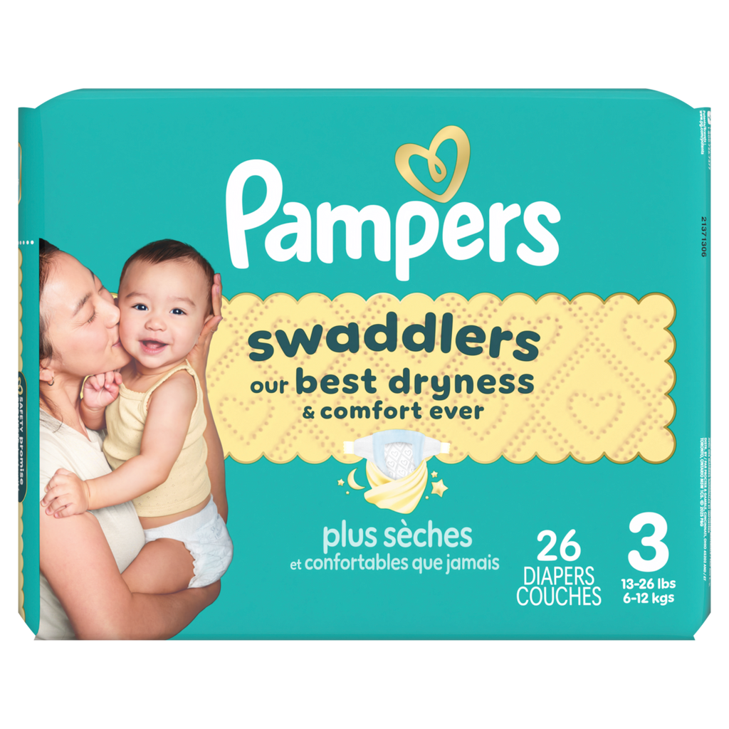 Pampers Swaddlers Diapers Size S3 (13-26 Lbs) Absorbent Keeps Baby Dry And Comfortable Pediatrician Recommended Skin Safe Disposable Baby Diaper - 26ct/4pk
