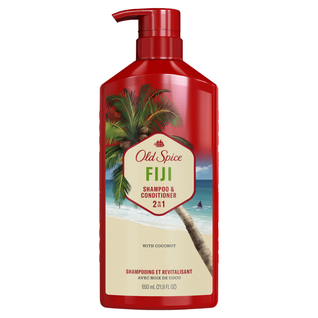 Old Spice Fiji 2-in-1 Shampoo & Conditioner For Men Healthier Fuller More Moisturized Looking Hair - 21.9oz/4pk
