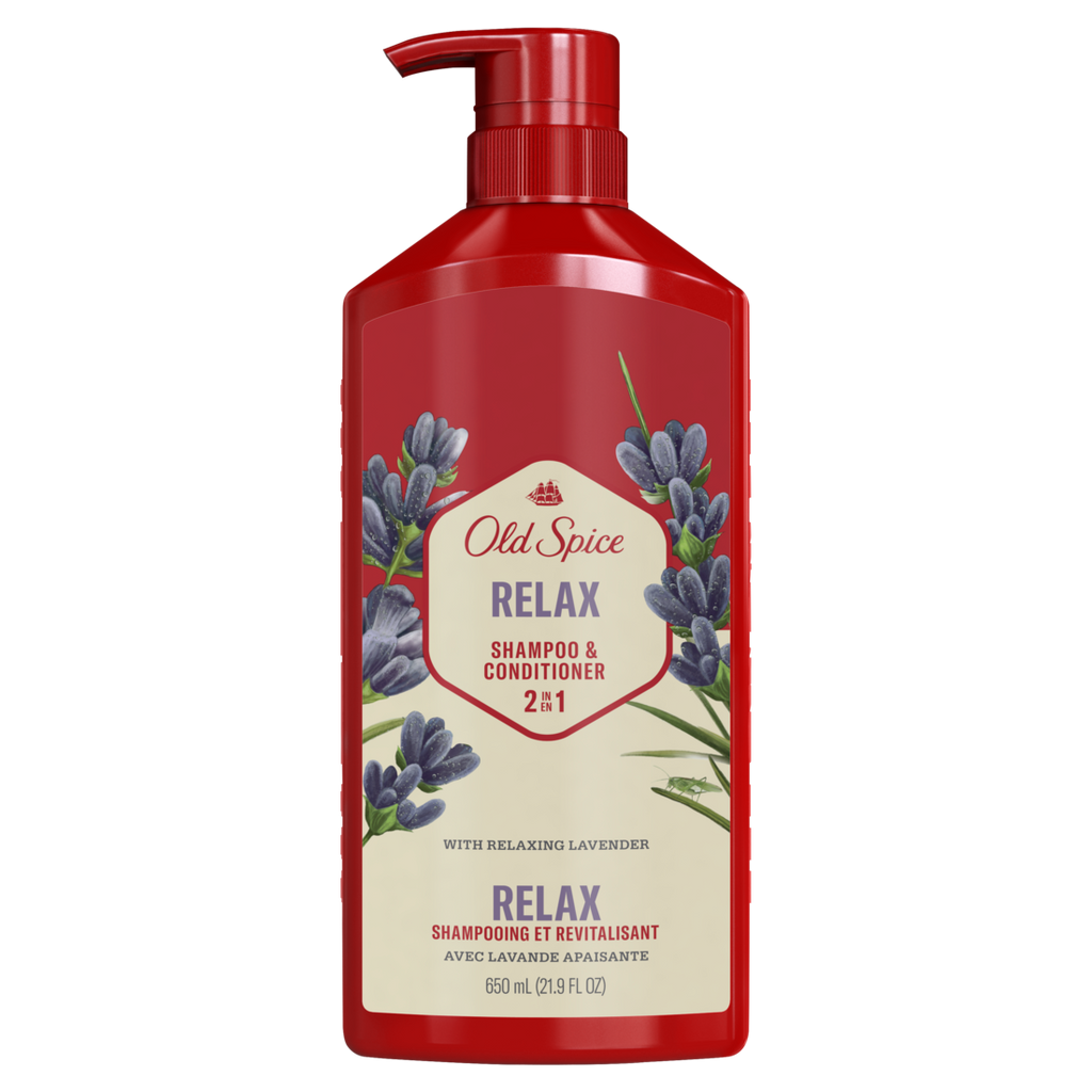 Old Spice Relax 2-in-1 Shampoo And Conditioner For Men Healthier Fuller More Moisturized Looking Hair With Lavender Scent - 21.9oz/4pk