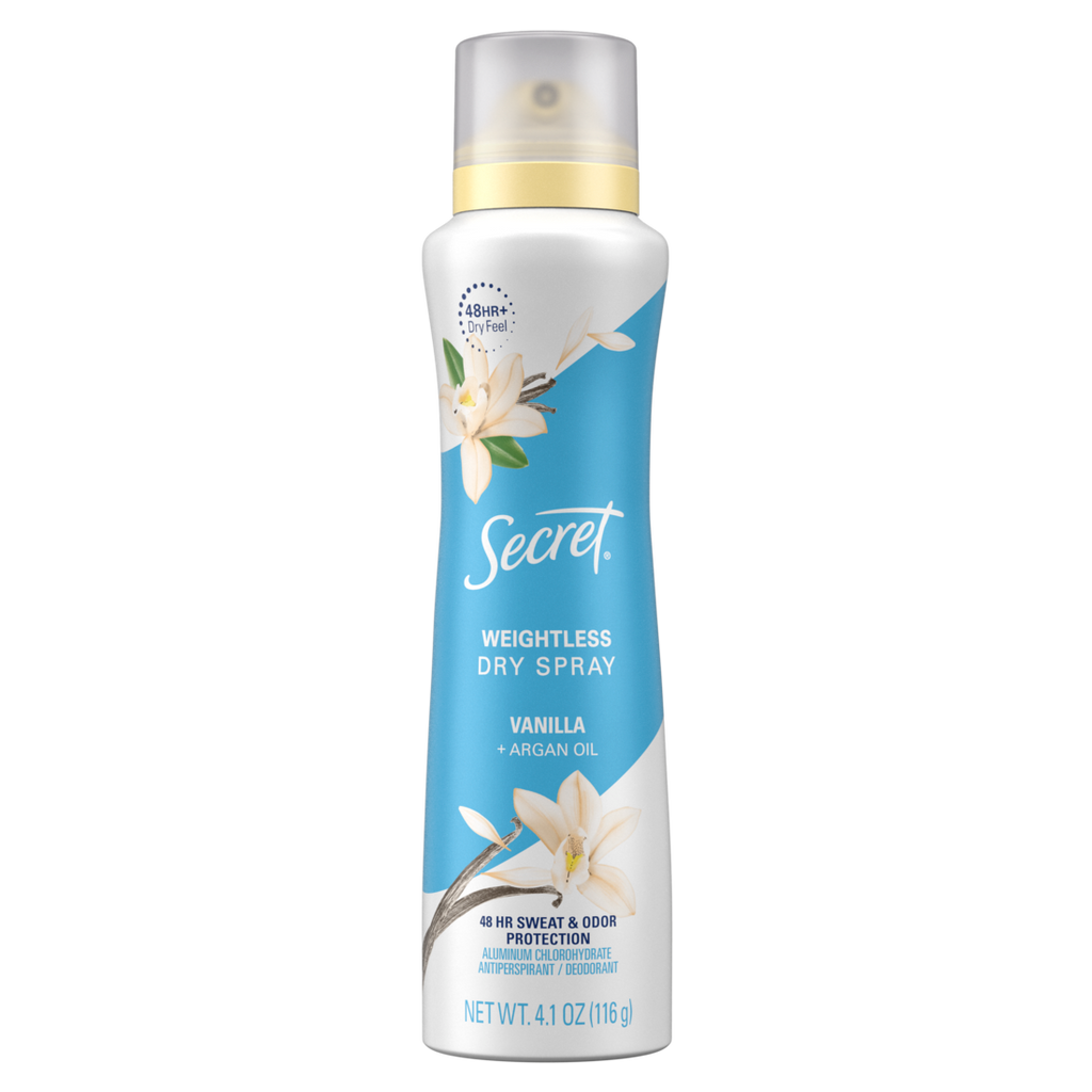 Secret Dry Spray Antiperspirant And Deodorant For Women Vanilla And Argan Oil - 4.1oz/12pk