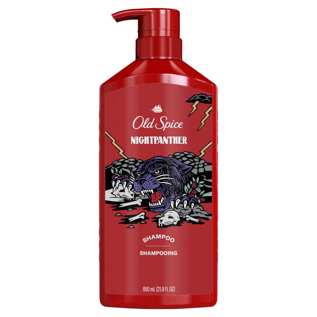Old Spice Nightpanther Shampoo For Men Healthier Fuller More Moisturized Looking Hair - 21.9oz/4pk