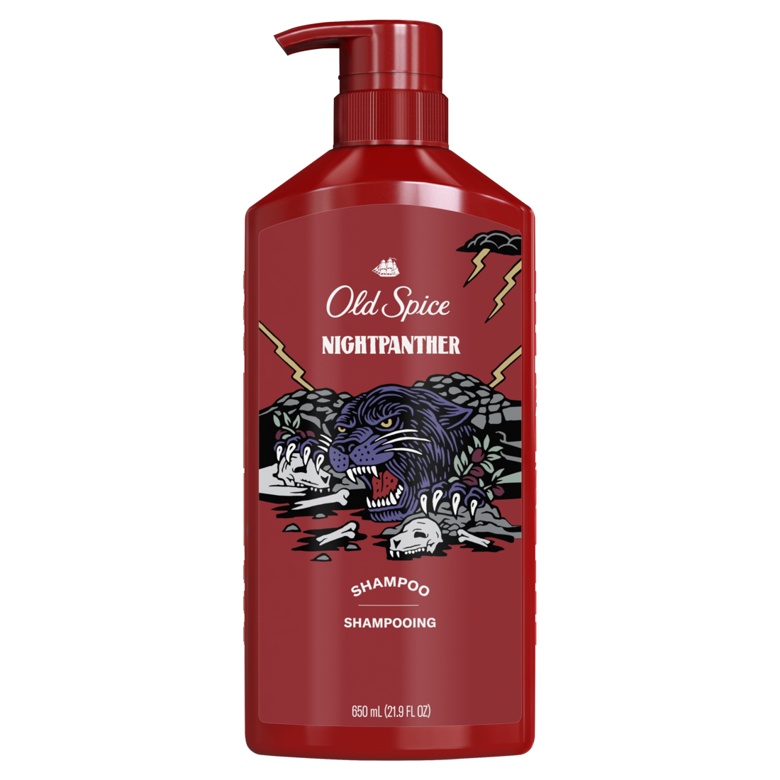 Old Spice Nightpanther Shampoo For Men Healthier Fuller More Moisturized Looking Hair - 21.9oz/4pk