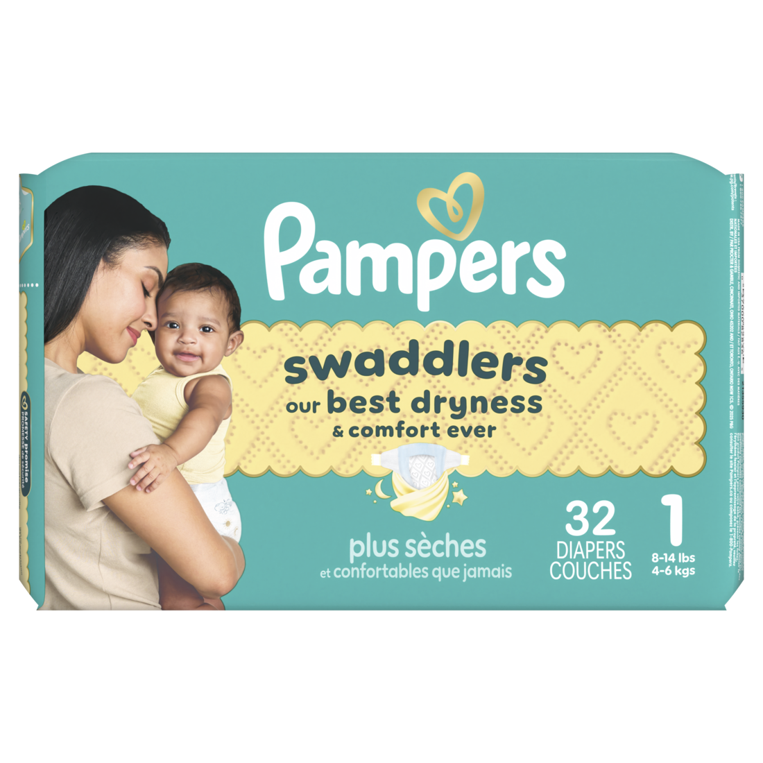 Pampers Swaddlers Diapers Size S1 (8-14 Lbs) Absorbent Keeps Baby Dry And Comfortable Pediatrician Recommended Skin Safe Disposable Baby Diaper - 32ct/4pk