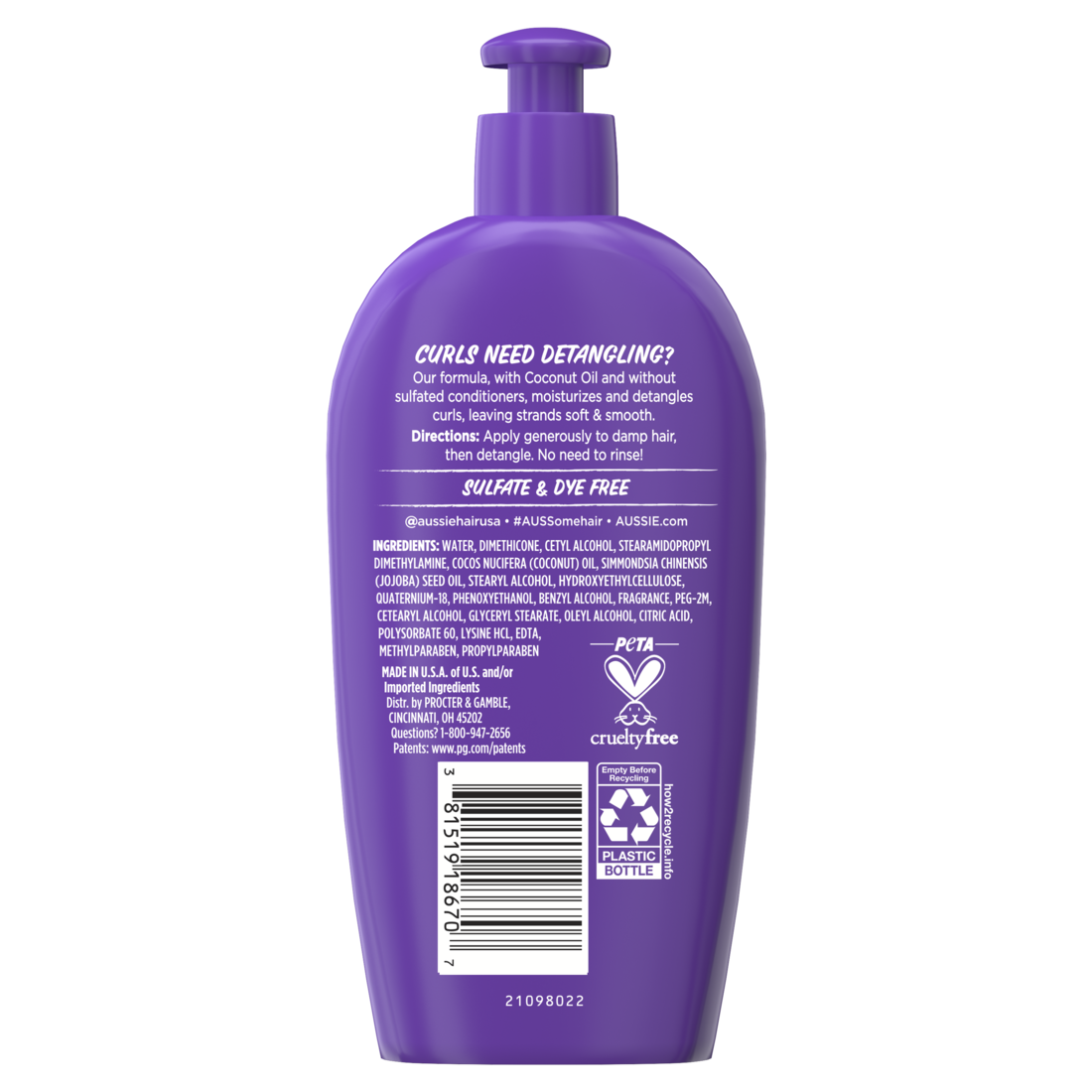 Aussie Miracle Curls Leave-In Detangling Milk Made With Coconut Oil Paraben Free - 6.7oz/12pk