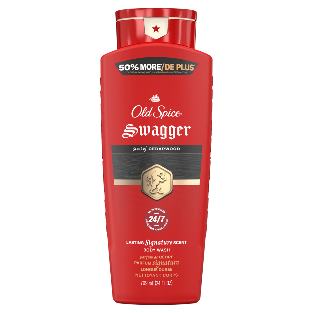 Old Spice Red Collection Body Wash For Men Swagger Scent Shower Fresh Lasting Scent - 24oz/4pk