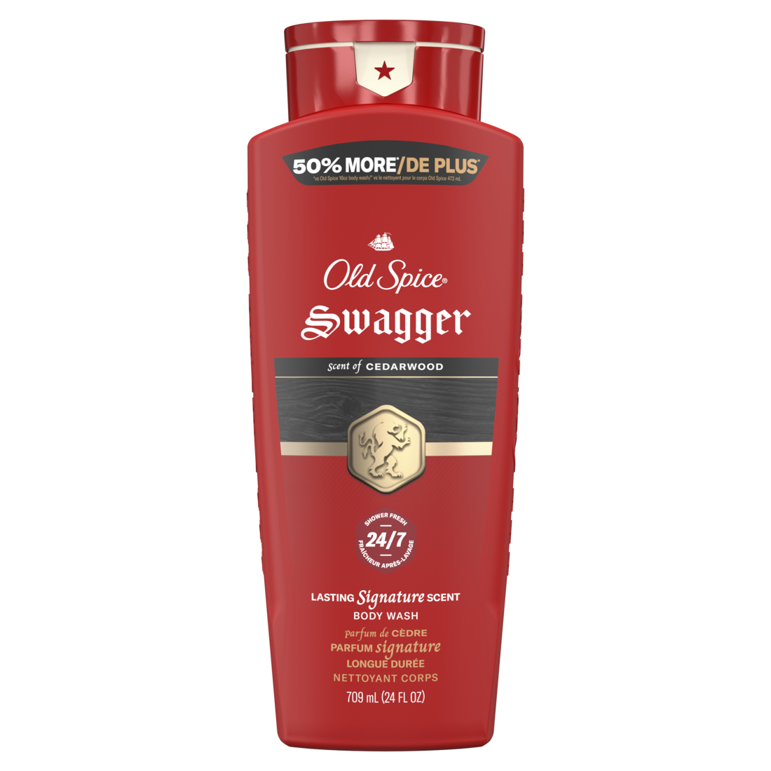 Old Spice Red Collection Body Wash For Men Swagger Scent Shower Fresh Lasting Scent - 24oz/4pk