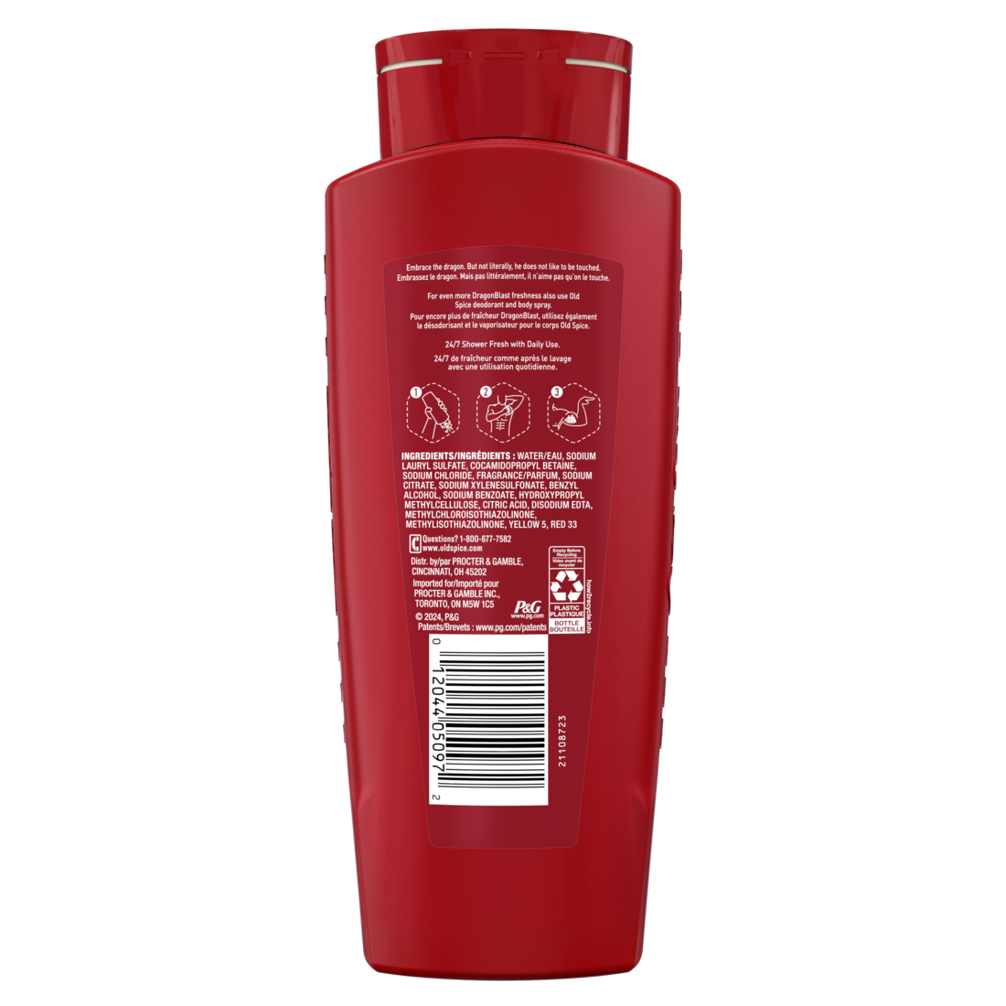 Old Spice Cleansing Body Wash For Men 24/7 Shower Clean With Lasting Scent 2-in-1 Face And Body Wash Rich Lather Dragonblast Warm Woodsy Scent - 24oz/4pk