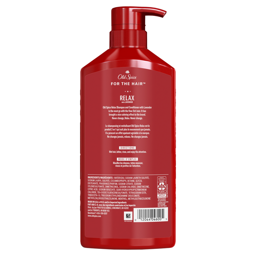 Old Spice Relax 2-in-1 Shampoo And Conditioner For Men Healthier Fuller More Moisturized Looking Hair With Lavender Scent - 21.9oz/4pk