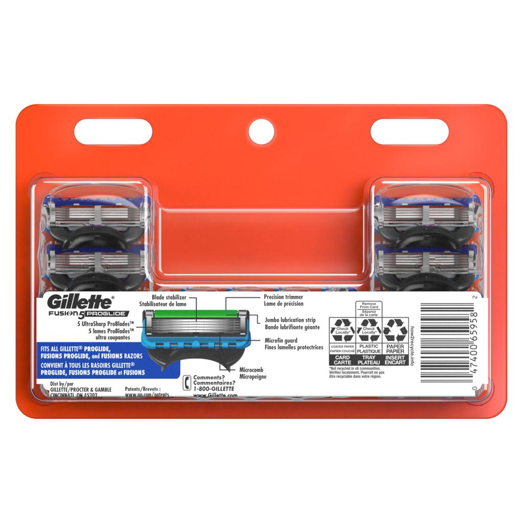 Gillette Fusion5 Proglide Razor Refills For Men Razor Cartridges For Flexball Razor Handle 5-Blade Razor Blades Precision Trimmer For Men - 12ct/6pk