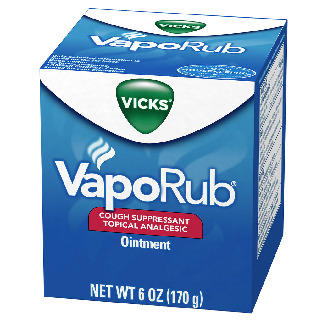 Vicks Vaporub Original Cough Suppressant Topical Chest Rub & Analgesic Ointment Medicated Vicks Vapors Relief From Cough Due To Cold Aches & Pains - 6oz/12pk